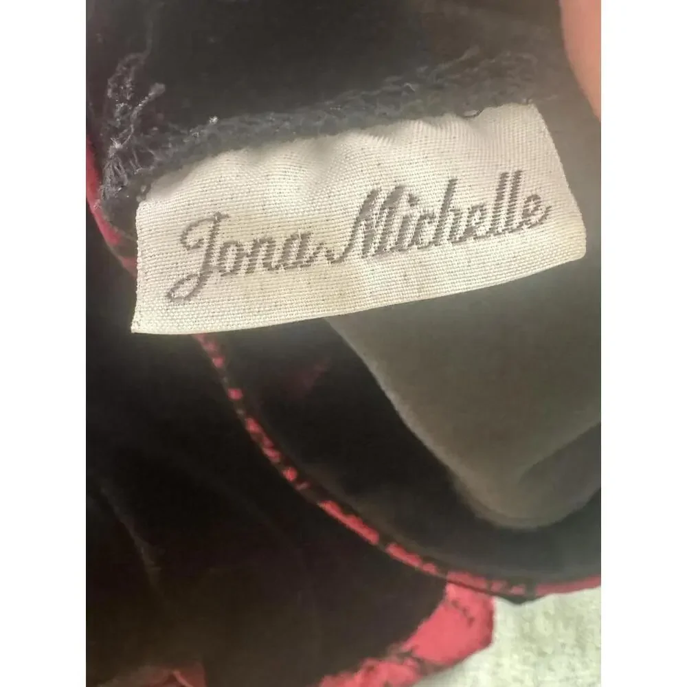 jona michelle‎ girls holiday dress red black velvet damask party 4-5T